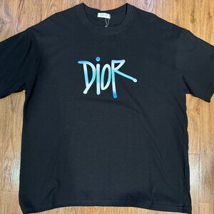 Christian Dior X Shawn Stussy Gradient Logo Black T-shirt Unisex EUR Size XXL